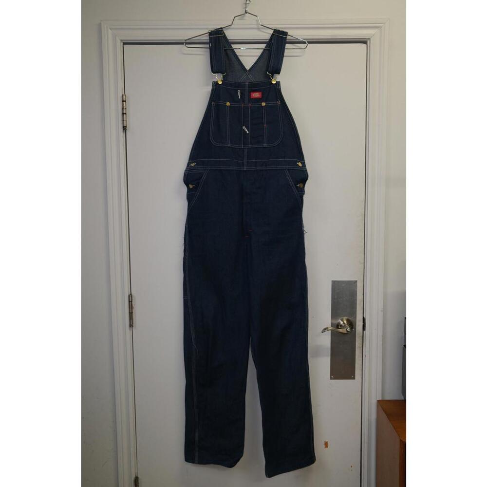 90's Dickies Dark Denim Overalls Straight-Leg Jeans